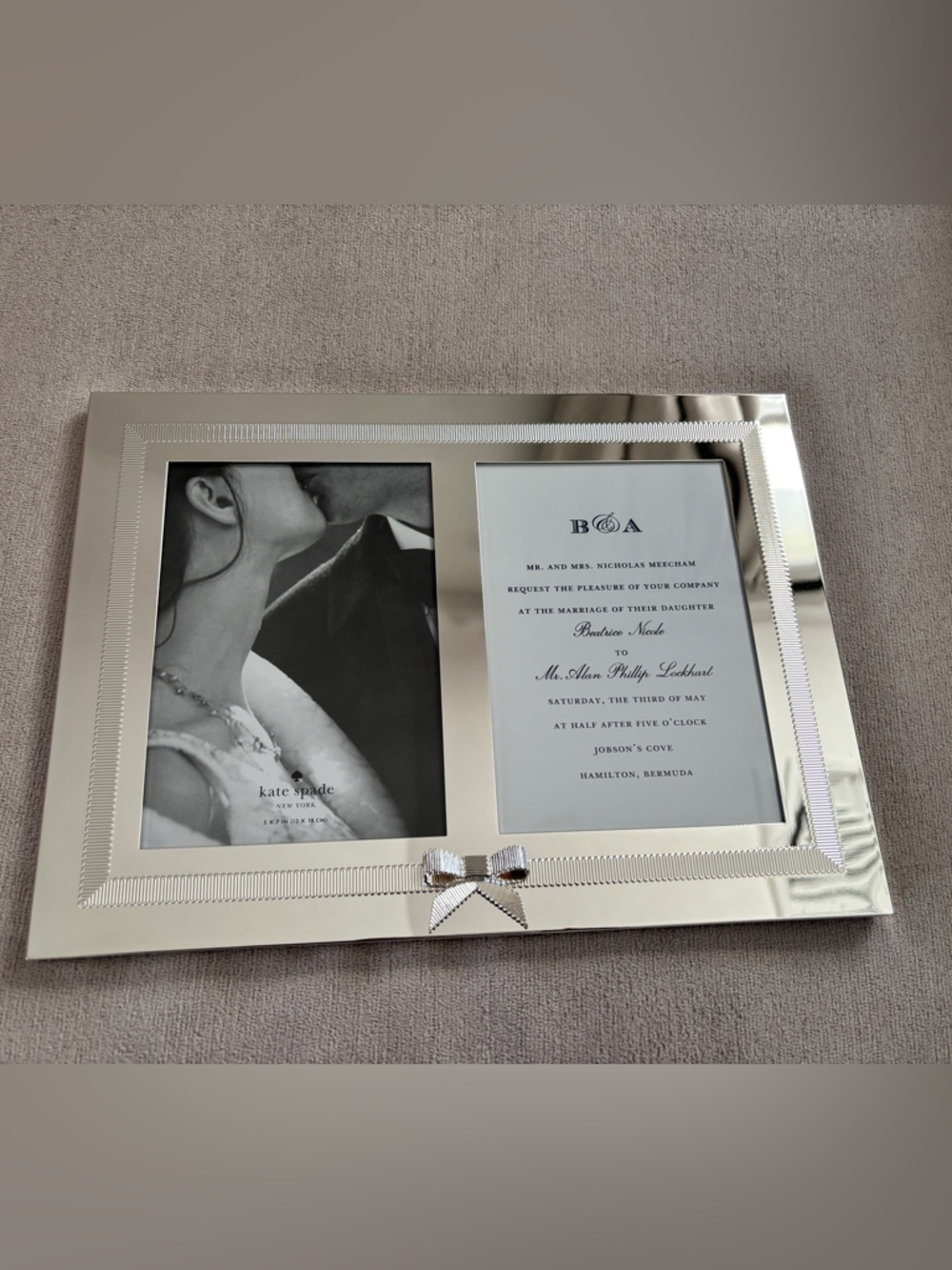 kate spade Silver Mirrored Double Picture Frame with Bow Accent